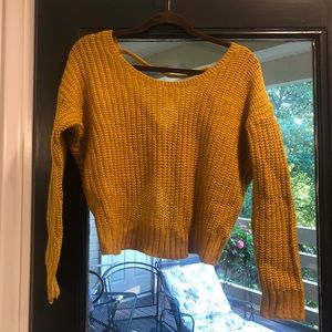 Gold cropped sweater with Knot Back